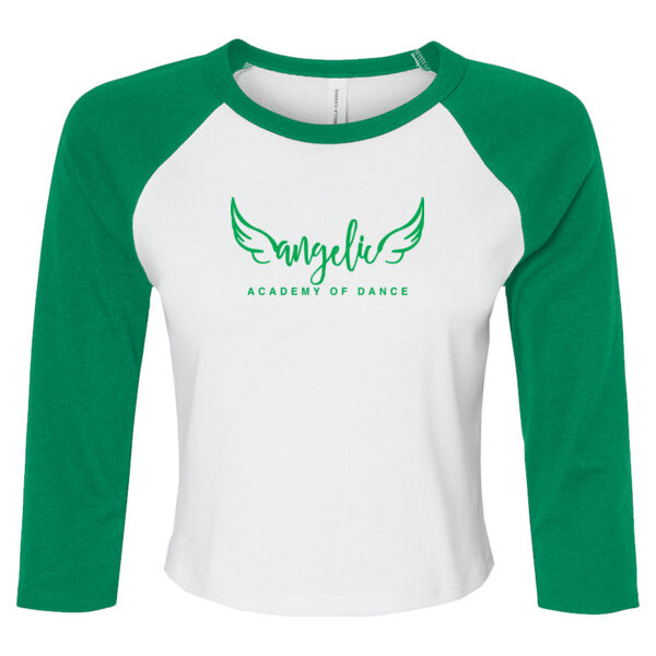 BELLA + CANVAS - Women's Micro Rib 3/4 Raglan Sleeve Baby Tee - Printed Logo Thumbnail